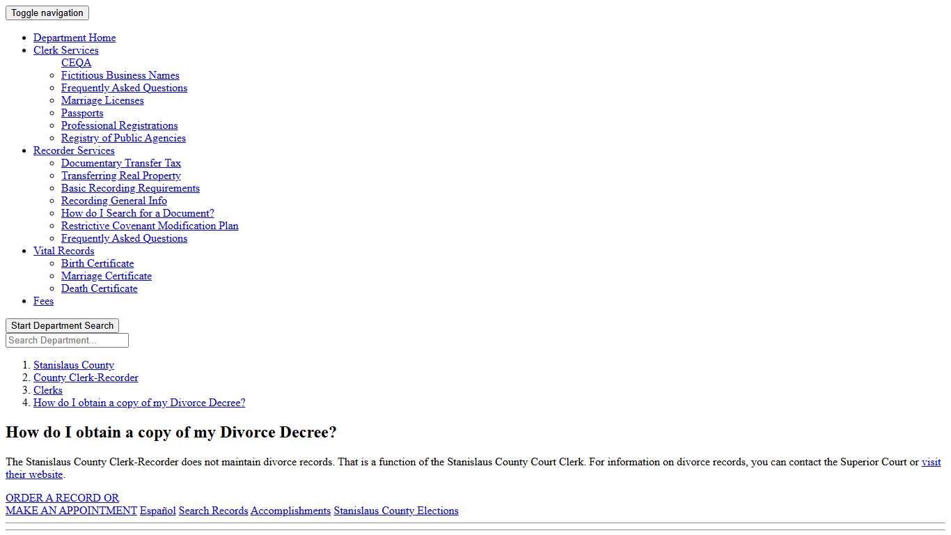 How do I obtain a copy of my Divorce Decree?